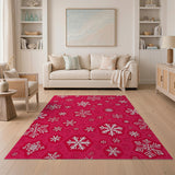 Whimsical Pink Snowflake Area Rug