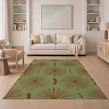 Green Boho Starburst Washable Area Rug