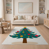 Festive Christmas Tree Cartoon Area Rug
