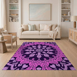 Purple Pink Mandala Floral Area Rug