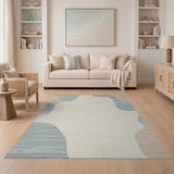 Abstract Wavy Blue Teal Area Rug