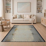 Beige Hexagon Grid Area Rug with Orange Accents
