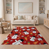 Festive Snowman Red Area Rug