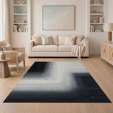 Modern Halftone Black White Geometric Area Rug