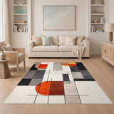 Multi-color and Patterns Bold Geometric Orange Area Rug