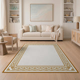 Beige Southwestern Geometric Border Rug