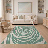 Green Swirling Green Abstract Area Rug