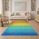 Rainbow Ombre Stripe Area Rug