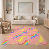 Rainbow Dogs Pink Kids Area Rug