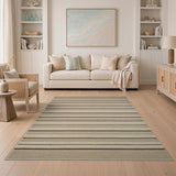 Beige Tan Horizontal Striped Woven Rug