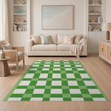 Classic Green Gingham Checkered Area Rug