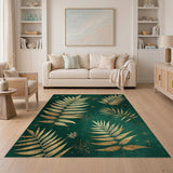 Golden Fern Emerald Green Distressed Vintage Rug