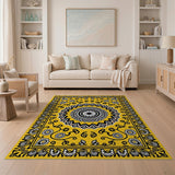 Yellow Vibrant Yellow Persian Medallion Area Rug