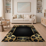 ODIKA Cinema Movie Film Reel Washable Rug - Gold & Black Home Theater Decor