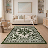 Green Ornate Green Medallion Persian Area Rug