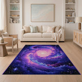 Cosmic Purple Galaxy Spiral Area Rug