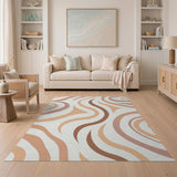 Wavy Abstract Beige Area Rug