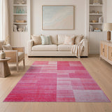 Red Bold Red Geometric Abstract Area Rug