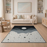 Starry Night Sky Moon Over Mountains Area Rug