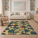 Vibrant Multi-Color Fish School Area Rug