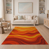 ODIKA Abstract Sunset Wave Washable Area Rug - Non-Slip Low Pile