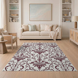 Vintage Maroon Damask Floral Area Rug