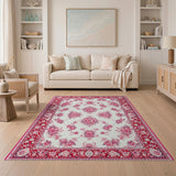 Pink Rose Floral Persian Area Rug