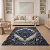 Vintage Blue Persian Medallion Area Rug