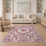 Pink Pink Floral Medallion Vintage Rug
