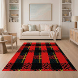 Rustic Farmhouse Bold Red Black Plaid Area Rug