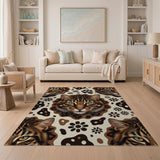 Tabby Cat Daisy Floral Pattern Area Rug