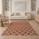Terracotta Geometric Starburst Area Rug