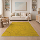 Yellow Topographic Contour Area Rug