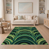 Emerald Cascading Waves Area Rug