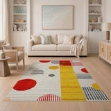 Vibrant Abstract Circles Geometric Area Rug