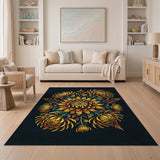 Golden Chrysanthemum Floral Area Rug
