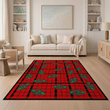 Festive Red Buffalo Plaid Pine Sprig Area Rug