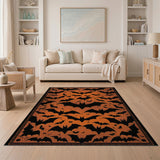 Distressed Halloween Bats Orange Area Rug