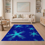 Starry Teal Snowflake Navy Area Rug