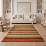 Vibrant Multi-Color Striped Fringe Area Rug