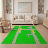 Green Green Highway Interchange Geometric Area Rug