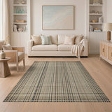 Black Diamond Grid Beige Area Rug