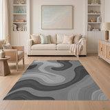 Grey Grey Swirl Abstract Area Rug