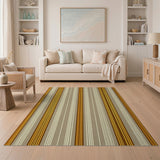 Beige Gold Vertical Striped Area Rug
