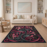 Pink Lily Art Nouveau Floral Rug