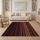 Bold Red Black Vertical Stripe Area Rug