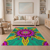 Multi-color and Patterns Vibrant Teal Mandala Area Rug