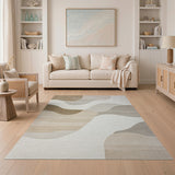 Abstract Beige Organic Wave Area Rug