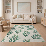 Watercolor Green Eucalyptus Leaves Area Rug