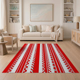 Red Bold Red Zigzag Geometric Area Rug